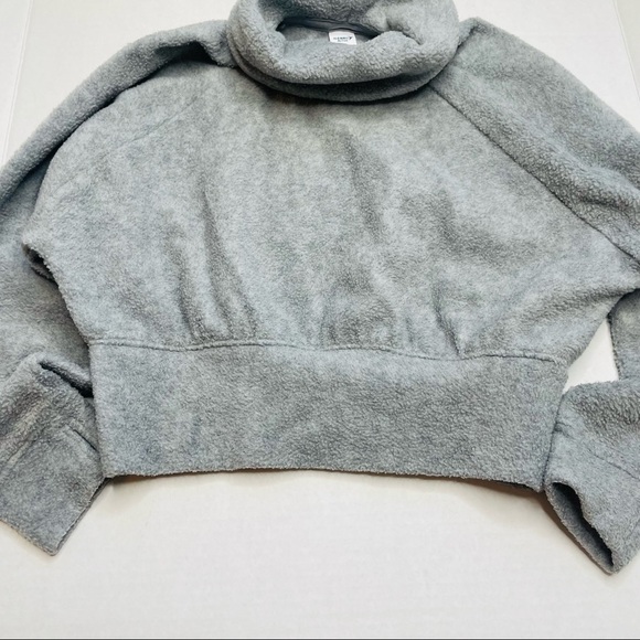 OLD Navy Active Grey Dolman Sleeve Fleece Funnel Neck Sweatshirt Thumb Holes - Picture 8 of 8